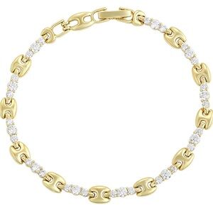 Mariner Sparkle Chain Bracelet w/Trio Cubic Zirconia | 14K Gold Plated